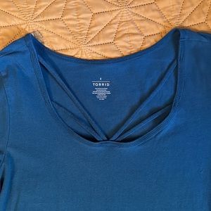 Women’s Torrid 3 Deep Teal Strappy Scoop Neck Foxy Tee